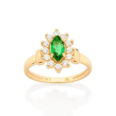 Imagem de Anel Rommanel Formatura Feminino Banhado Ouro Verde 513285, Verde, 12