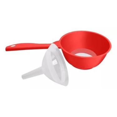 Imagem de Peneira Coador Com Funil 2x1 Fácil De Usar Utensilio Cozinha - keita