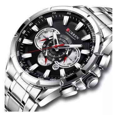 Imagem de Relógio Masculino Curren 8363 Prata/Preto Aço