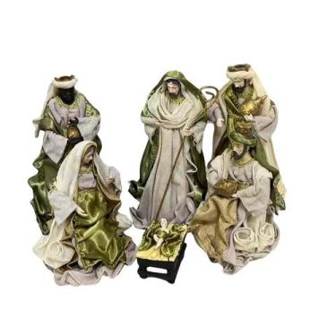 Imagem de Presépio de Natal Tecido Verde 6pçs 40cm - Zona Livre