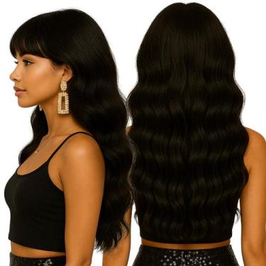 Imagem de Peruca Wig Aceita Finalização Ondulada com Franja 70 cm Mega Premium -