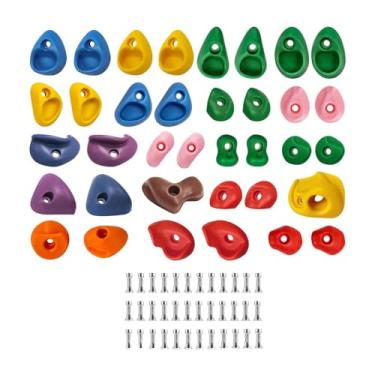 Imagem de simhoa 36 peças de suporte para parede de escalada, brinquedos de pedra de escalada, suporte de vários tamanhos para playground ao ar livre