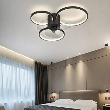 Imagem de Luzes de ventilação, ventilador de 60 W com ceililight reversível, 3 cores, controle remoto silencioso, ventilador de quarto, luz de teto para sala de jantar interna com temporizador e ventilador com