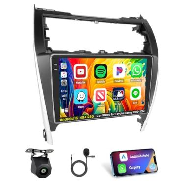 Imagem de Inefala [4G + 128G] Estéreo automotivo Android 15 para Toyota Camry 2012-2014 com carplay sem fio/Android Auto, tela sensível ao toque HD de 25 cm com GPS WiFi, Bluetooth, FM/RDS Radio EQ, SWC, câmera