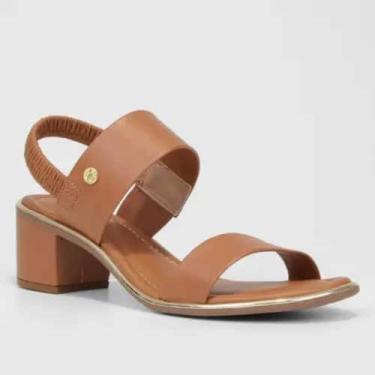 Imagem de Sandália Leve Beira Rio Salto Bloco Camel Baixo, Camel, 35