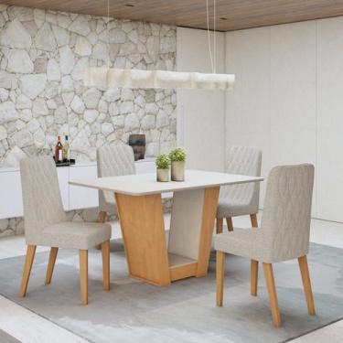 Imagem de Conjunto Sala de Jantar 4 Lugares Retangular Tampo MDF Mesa Apogeu com