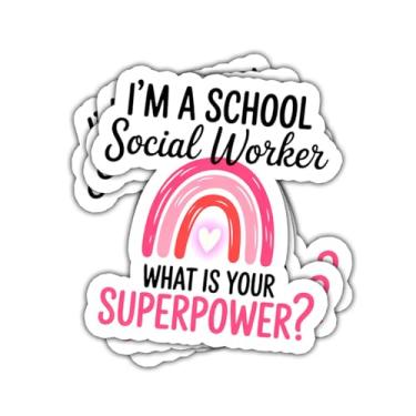 Imagem de Adesivo de vinil com citação engraçada I'm a School Social Worker What is Your Superpower, para professores, pais, estudantes, conselheiros, aliados, laptop, hidroflask, caderno, janela de carro