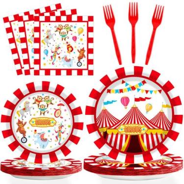 Imagem de conjunto de talheres gisgfim, 96 peças, circus Party, pratos e guardan