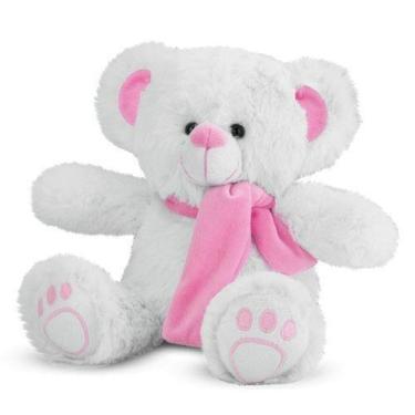 Imagem de Urso de Pelúcia com Cachecol Rosa 30 cm Antialérgico - CTX