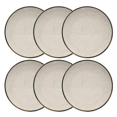 Imagem de Jogo Kit 6 Pratos De Cerâmica Raso 26Cm Oxford Rustico Brisa