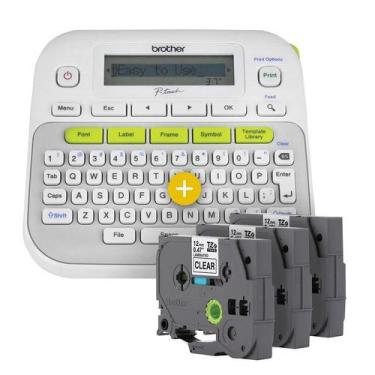 Imagem de Kit Rotulador Brother PT-D210 + 3 Fitas TZe231 Preto/Branco