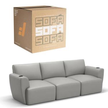 Imagem de Sofá 3 Lugares Sala De Estar em Couro Bovino Modular Damie Na Caixa, C