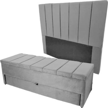 Imagem de Kit Casal Baú Gaveta e Cabeceira Com Fixação no Box 140x117cm  Modelo 