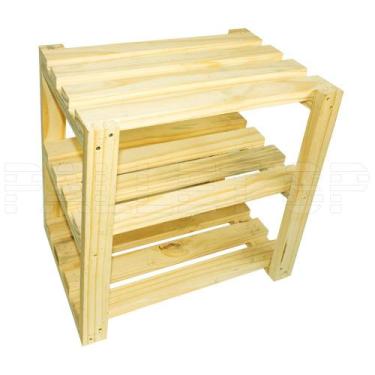 Imagem de Banco Sapateira de Madeira Maciça para 6 Calçados - 45x30x45 cm - PALL