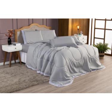 Imagem de Kit Cama Lençol Edredom Queen 6 Peças 400 Fios - RT ENXOVAIS, Cinza