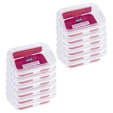 Imagem de Kit 12 Potes Hermético Marmita de Vidro Retangular 640ml Mor