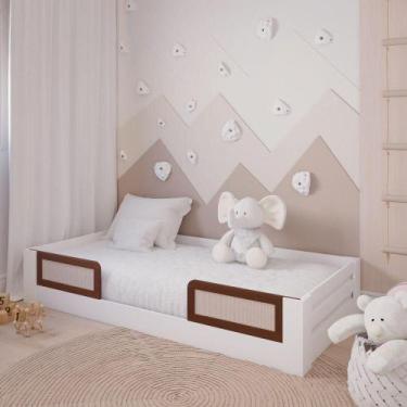 Imagem de Cama Infantil Montessoriana Solteiro Eliza Com Aplique Em Madeira E Ra
