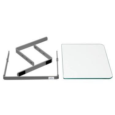 Imagem de Suporte de Monitor Reliza Office Prata com Vidro Incolor