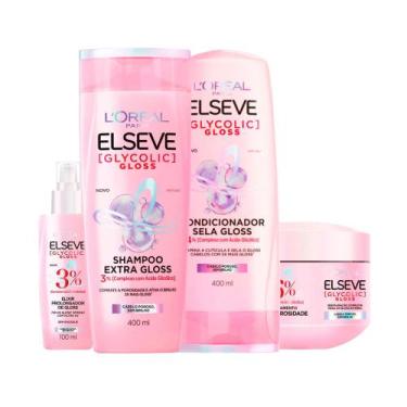 Imagem de Kit Elseve Glycolic Gloss com Shampoo 400ml + Condicionador 400ml + Sé