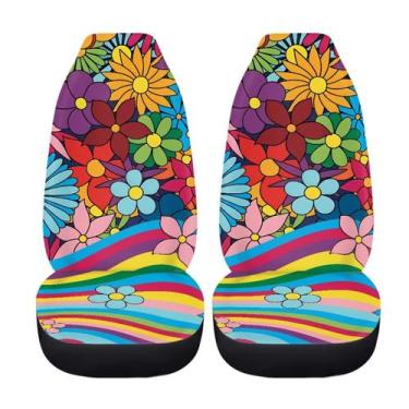 Imagem de Capas de assento de carro Drydeepin Rainbow Wavy Swirl Hippie Groovy