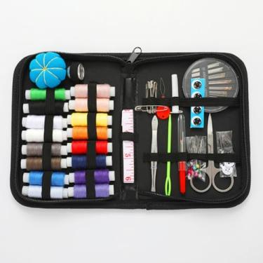 Imagem de Kit de costura 84 peças com estojo, suprimentos de costura portáteis para viajantes domésticos, adultos, iniciantes, emergências, contém linha, tesoura, agulhas, fita métrica
