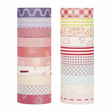 Imagem de Conjunto de adesivos Washi Box com 20 rolos, adesivos decorativos para artes faça-você-mesmo artesanato material diário scrapbook cartão embrulho (1 cm/2 m)