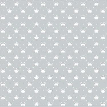 Imagem de Tecido Tricoline Mini Coroas Fundo Cinza - Peripan - 50 x 150 cm - Ide