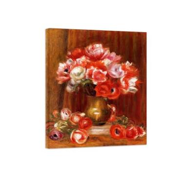 Imagem de Pôster e impressões em tela de flores vintage - reprodução de pintura de arte de parede famosa - Anêmonas 3 imagens prontas para pendurar tela emoldurada 60x75cm24x29in