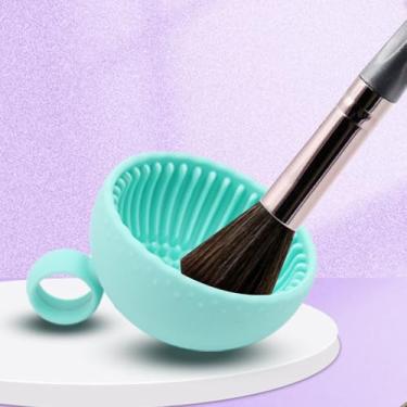 Imagem de Limpador de pincéis de maquiagem de silicone, tigela de escova, ferramenta de limpeza portátil para escovas, puffs de pó e esponjas (verde)