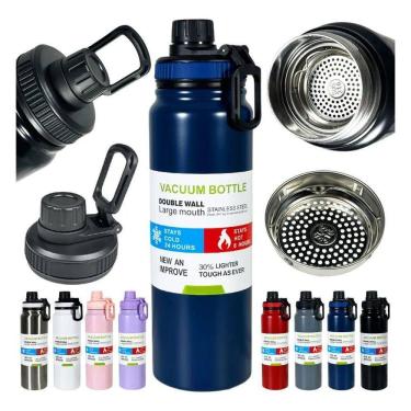 Imagem de 2X Garrafa Térmica 800Ml Frio Com Isolamento Garrafinha Trei