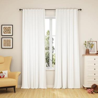 Imagem de Cortinas blackout completas para quarto – Cortinas de janela com redução de ruído com isolamento térmico, escurecimento de ambiente com alças para pendurar nas costas – 132 x 213 cm, brancas, 2