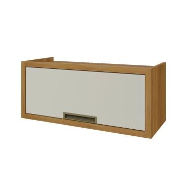 Imagem de Armário Aéreo Para Geladeira 1 Porta Basculante Imperatriz Nesher Móveis Freijó-off White