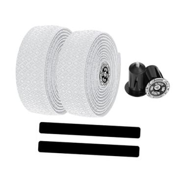 Imagem de KiBcsLic 2x Fitas para guidão de bicicleta, plugues de barra, laváveis, adesivas, leves, fita para guidão de bicicleta, envoltórios para de ciclismo, para, Branco