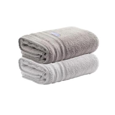 Imagem de Jogo de Toalhas de Banho Ele/Ela Avere 100% Algod�o, 80x150cm, 500g/m�, Toque Macio, Alta Absor��o e Design Sofisticado � Altihaus (Cinza/Branco)