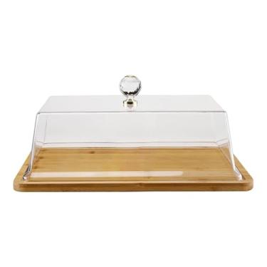 Imagem de AFXGUSD Suporte para Bolo com Tampa de Vidro, Protetor de Alimentos de Acrílico, Prato de Frutas, Capa para Mesa de Jantar, Suporte para Pratos de Bolo para B, S