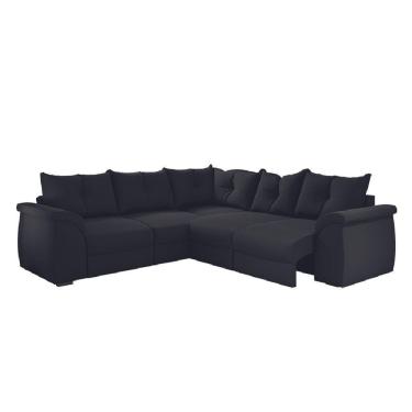 Imagem de Sofá De Canto 5 Lugares Retrátil Qatar Suede Preto Preto