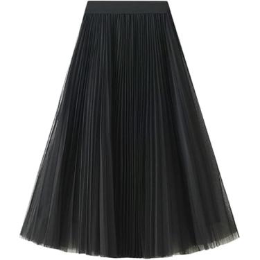 Imagem de Saia De Tule Plissada De Cor Sólida Feminina Verão Cintura Alta A Line Mesh Tutu, Rose, One Size