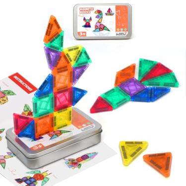 Imagem de 36 Peças Blocos Magnéticos para Crianças de 3 a 8 Anos, Mini Blocos de Construção Magnéticos, Conjunto de Construção de Viagem com Caixa de Ferro para Armazenamento (36)