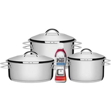 Imagem de Jogo De Panelas Solar 3Pçs Com Pasta De Polir Tramontina
