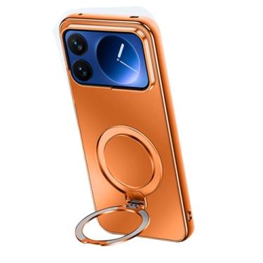 Imagem de FWYANZH Capa para Xiaomi 17 Pro Max/17 Pro/17, suporte de anel, capa de telefone com suporte de suporte, proteção completa para câmera rígida, capa fina, laranja, 17 Pro