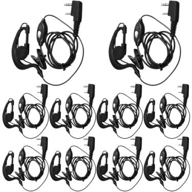 Imagem de Mimorou 10 pares de fones de ouvido Walkie Talkie com microfone, 2 pinos, rádio bidirecional, fone de ouvido com microfone, gancho único, compatível com Baofeng UV-5R BF-888S Arcshell Retevis H-777