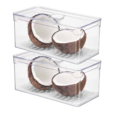 Imagem de Kit 2 Organizadores De Geladeira 5L Com Tampa Escorredor