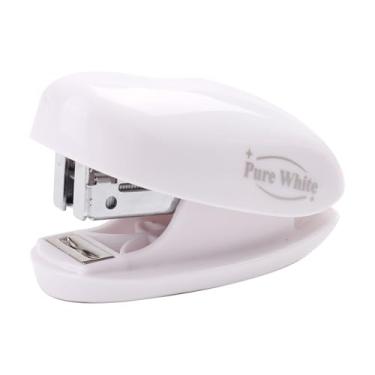 Imagem de Conjunto de mini grampeador de mesa com removedor de grampeadores, máquina de grampear portátil branca para grampos 24/6 e 26/6, ferramenta de papelaria para escritório e escola