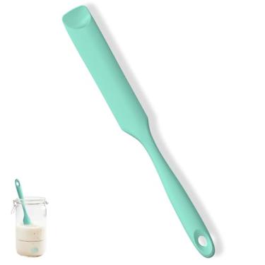Imagem de U-Taste Espátula de silicone para iniciantes de massa fermentada, espalhador de geleia de grau alimentício longo, raspador de tigela resistente com ponta de colher flexível, ferramenta de mistura de