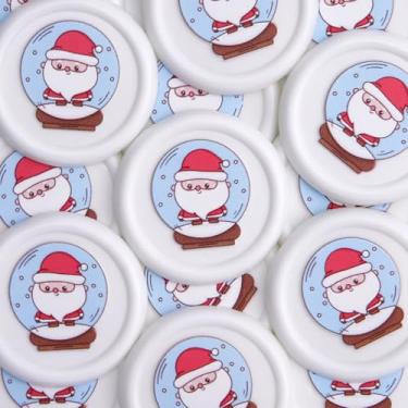 Imagem de 20 peças de adesivos de selo de cera de Natal Papai Noel autoadesivos de selo de envelope ótimos para presentes de convite de Natal decoração de envelope de cartão de felicitações