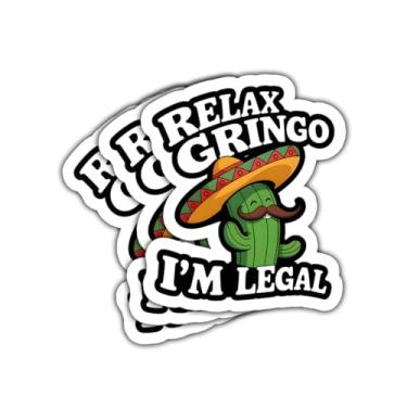 Imagem de 3 adesivos engraçados de cacto mexicano, decalques de meme Relax Gringo I'm Legal, adesivos de vinil à prova d'água para laptop, garrafa de água, carro, caderno, humor de festa Cinco de Mayo (7,6 cm)