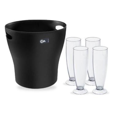 Imagem de Kit Cooler Fun Preto + 4 Tulipas Acrílica Fun 210ml - COZA