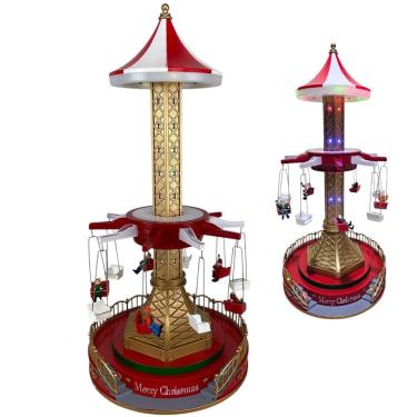 Imagem de Torre Paraquedas Natal Natalino Papai Noel Sobe Desce Carrossel Giratorio Luz Led Som Decoraçao Festa Fim De Ano