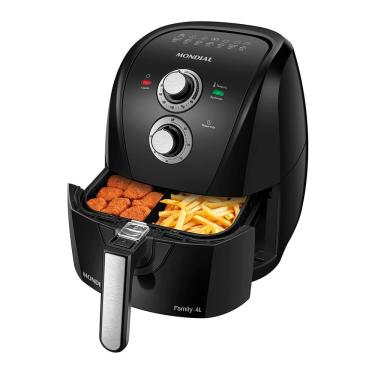 Imagem de Fritadeira Sem Óleo Com Divisória Air Fryer 4L Mondial Preto/Prata 1500W AFD-40-BFS 220V