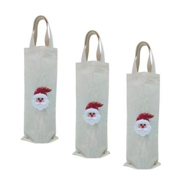 Imagem de Ecobag Natal Para Garrafa 15x40 Ecológica Algodão Cru - kJ Confecções,